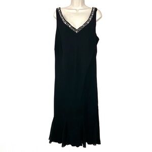 Elegant Black Sleeveless Dress with Embellished Neckline